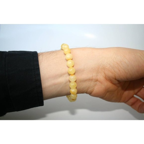 Real Royal White BALTIC Amber Bracelet, Egg Yolk Amber, 100% NATURAL Amber 8-9mm - Picture 7 of 8
